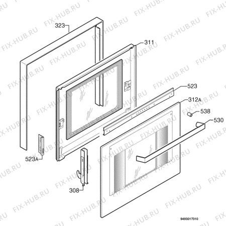 Взрыв-схема плиты (духовки) Zanussi ZBG331X - Схема узла Door 003